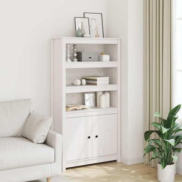 vidaXL buffetkast 80x35x154 cm massief grenenhout wit, Verzenden, 150 tot 200 cm, Nieuw, Minder dan 100 cm