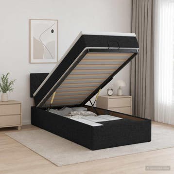 vidaXL Ottoman bed met matras met hoofdeinde Zwart 90 x 200, Huis en Inrichting, Verzenden, Nieuw, Zwart