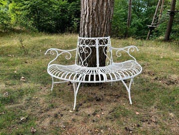 Tuinbank - Grote sierlijke boombank – gepatineerd metaal –
