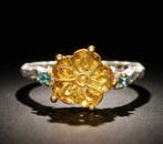 925 zilver - gesneden turmalijn - smaragd - Ring