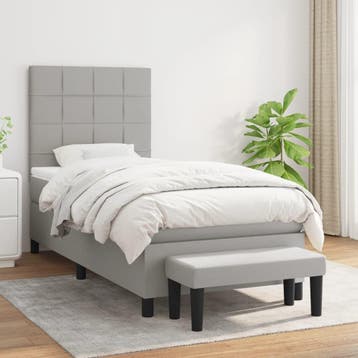 vidaXL Boxspring met matras stof lichtgrijs 90x200 cm, 90 cm, Eenpersoons, Verzenden, Nieuw