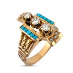 Ring - 14 karaat Exclusieve antieke 14k roségouden ring met, Sieraden, Tassen en Uiterlijk, Ringen, Nieuw