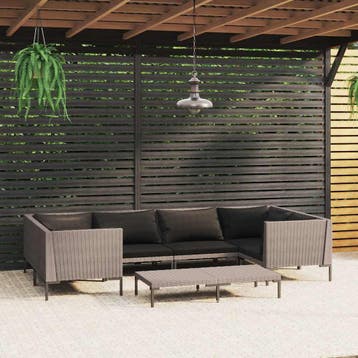 vidaXL 7-delige Loungeset met kussens poly rattan, Verzenden, Nieuw, Loungeset