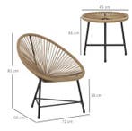 3-delige balkonset hout rotan – tafel met 2 stoelen nieuw, 2 zitplaatsen, Stoel, Nieuw, Tuinset