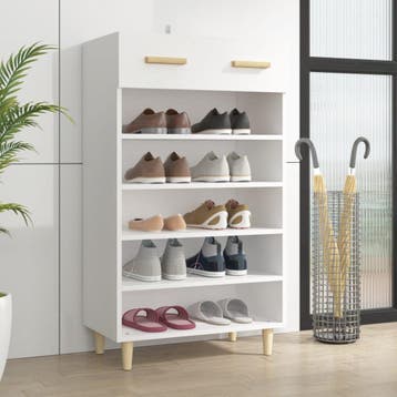 vidaXL Schoenenkast 60x35x105 cm bewerkt hout wit, Verzenden, Nieuw