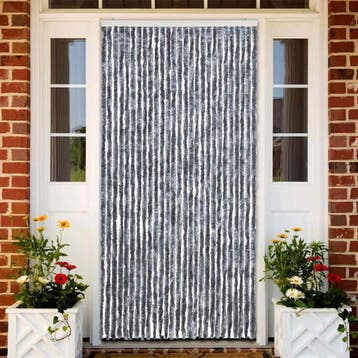 vidaXL Vliegengordijn 118x220 cm chenille zilverkleurig, Verzenden, Nieuw, Zilver