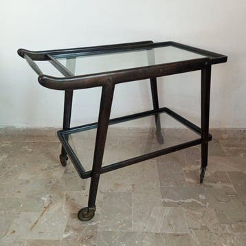 Cesare Lacca - Serveerwagen - Hout, Glas, Metaal - Vintage