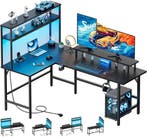Gaming bureau - Gaming desk - Hoekbureau - 220x50 cm - Zwart, Verzenden, Zo goed als nieuw