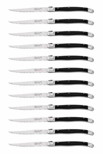 Laguiole - 12x Steak Knives - Black - style de -