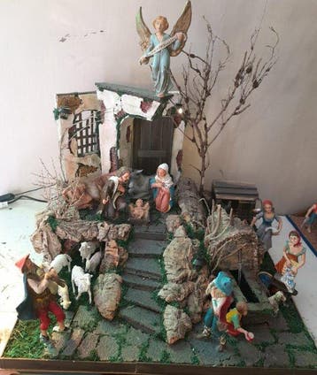 Kerststal - Hout, Papier