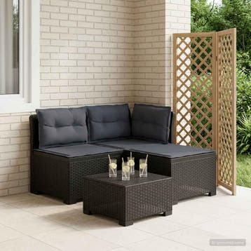 vidaXL 3-zits tuinbank met kussens in rattanlook PP, Verzenden, Nieuw