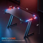 Gaming bureau - Gaming desk - Gaming tafel - 140x60 cm - Zwa, Verzenden, Zo goed als nieuw