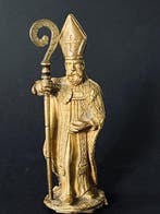 Beeldje, Evêque XVIIe - Bronze doré - 11 cm - Collection, Antiek en Kunst