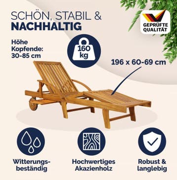 Ligbed Tami Sun® Set van 2 Acaciahout (Ligbed - Lounge), Verzenden, Nieuw