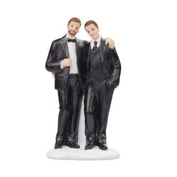 Taarttopper Bruidspaar Mannen Polystone 11,5cm, Verzenden, Nieuw