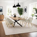 Eetkamerstoel Marilyn, fluweeloptiek, doorgestikt - creme/go, Verzenden, Nieuw