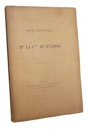 Mme la Ctesse de Mulissac - Notice biographique sur Mme la