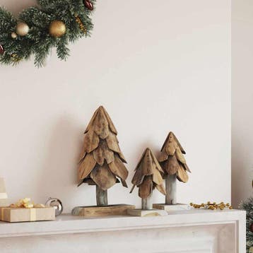 vidaXL Kerstboom 3 st Bruin 40 cm Massief teakhout, Diversen, Verzenden, Nieuw