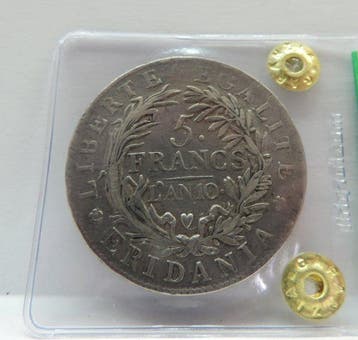 Italië, Subalpine Republiek 5 Francs 1802 RARA R2 (Zonder