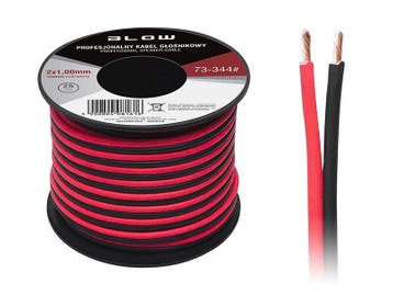2 x 1.00 mm zwart/rood op rol 25 meter 2-aderige kabel voor, Ophalen of Verzenden, Nieuw