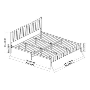 Metalen bed Linköping 185x206x90 cm zwart en rotan look [en., Verzenden, Nieuw