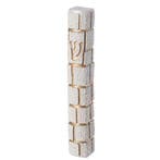 Mezoeza / Mezuzah - witte stenen met goud - polymeer, Nieuw