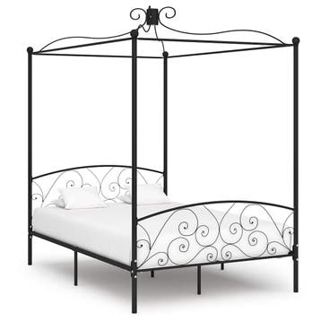 vidaXL Hemelbedframe metaal zwart 120x200 cm, Huis en Inrichting, Slaapkamer | Bedden, Verzenden, Zwart, Nieuw, Twijfelaar