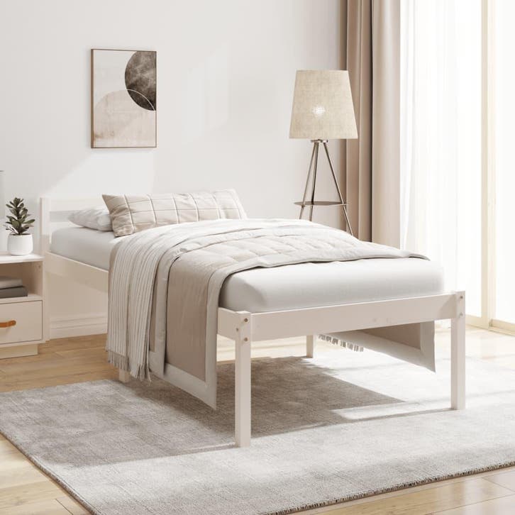 vidaXL Seniorenbed massief grenenhout wit 75x190 cm, Huis en Inrichting, Slaapkamer | Bedden, Wit, Nieuw, Hout, Eenpersoons, Verzenden