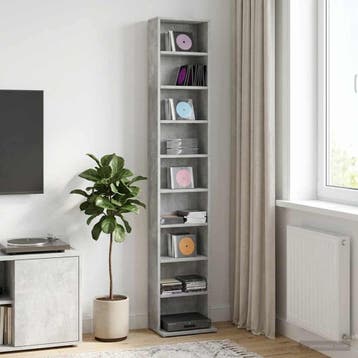 vidaXL CD Kast Betongrijs 33 x 23,5 x 175 cm Bewerkt hout, Huis en Inrichting, Verzenden, Nieuw