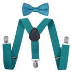 Fako Fashion - Kinder Bretels Met Vlinderstrik - 65cm - Aqua, Verzenden, Nieuw