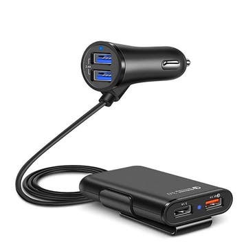 DrPhone PCC2 36W 8A 4-poorten Snellader USB QC 3.0 Autolader, Verzenden, Nieuw