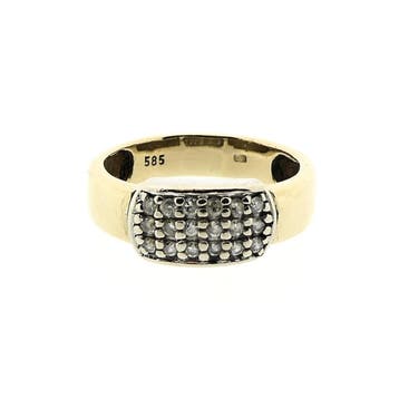 Bicolor gouden fantasiering met zirconia, Gebruikt, Ophalen of Verzenden, 17 tot 18, Met edelsteen