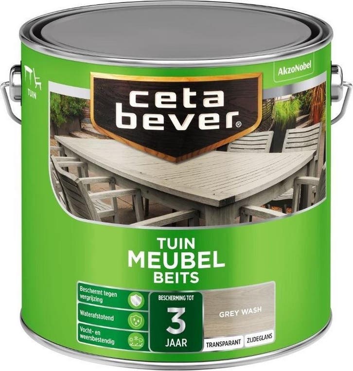 CetaBever Tuinmeubel Beits Greywash 2.5L, Doe-het-zelf en Verbouw, Verf, Beits en Lak, Beits, Nieuw, Minder dan 5 liter, Verzenden