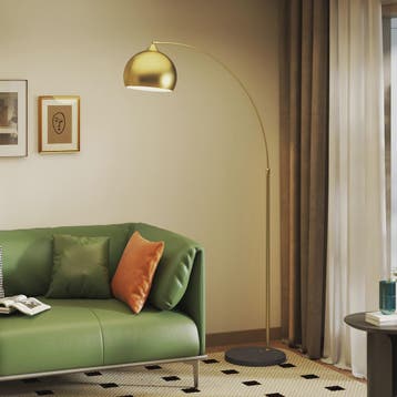 Moderne Boog Vloerlamp Goud - Verstelbaar, E27 Fitting, Voet, Huis en Inrichting, Verzenden, Nieuw