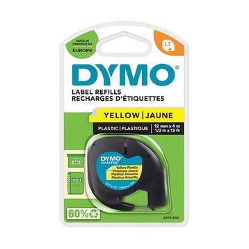 Dymo S0721620 / 91202 plastic tape geel 12 mm (origineel), Computers en Software, Printerbenodigdheden, Verzenden, Nieuw, Printertape