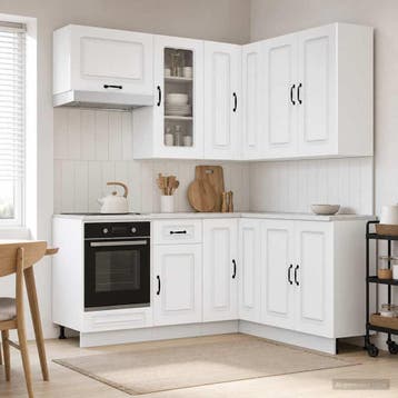 vidaXL Keukenblok KALMAR 8 st Wit Bewerkt hout, Huis en Inrichting, Verzenden, Nieuw, Wit