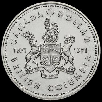 Canada. 1 Dollar 1971 British Columbia Centennial (Zonder