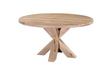 Vintage  massief eiken tafel met kruis poot, Nieuw