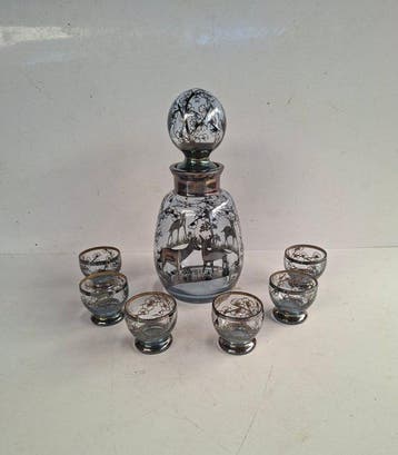 Drankservies (7) - Kristal - Decò likeurset, Antiek en Kunst