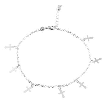 Fako Bijoux - Enkelbandje - Kruisjes - Zilverkleurig, Verzenden, Nieuw