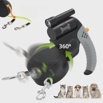 Automatische Dubbele Hondenlijn met LED-lamp en 3M Uittrekba, Verzenden, Nieuw