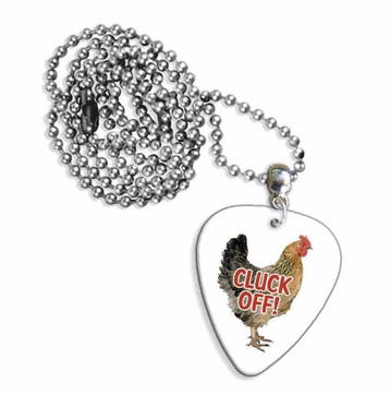 Cluck Off! plectrum ketting, sleutelhanger of oorbellen, Ophalen of Verzenden, Nieuw