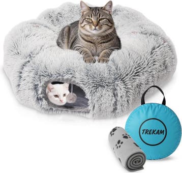Kattenbed met tunnel - Tweedekansje - OP=OP, Dieren en Toebehoren, Ophalen of Verzenden, Nieuw, Speeltunnel