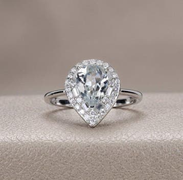 Zonder minimumprijs - Ring Zilver - 1.40ct. tw. Aquamarijn, Nieuw