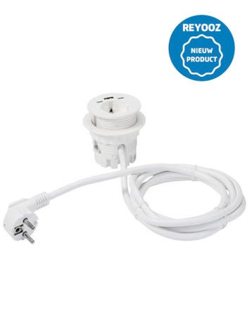 Universele inbouw powerbox - 60mm - zwart - 1x 220v - 1x..., Nieuw in verpakking