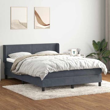vidaXL Boxspring met matras fluweel donkergrijs 160x210 cm, Verzenden, Nieuw, Tweepersoons, Stof