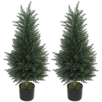 Set Van 2 Kunstmatige Cipres Planten, 362 Kunststof Bladeren, Huis en Inrichting, Verzenden, Nieuw