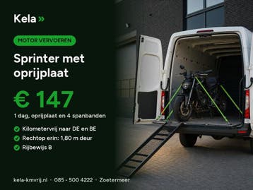 Motor vervoeren? Sprinter + oprijplaat € 147 · KM-VRIJ, Verhuiswagen of Bestelauto