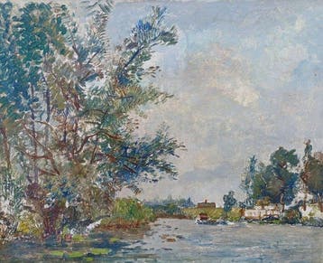 Reijer Murman (1908 -1981) - Landschap met water en boot