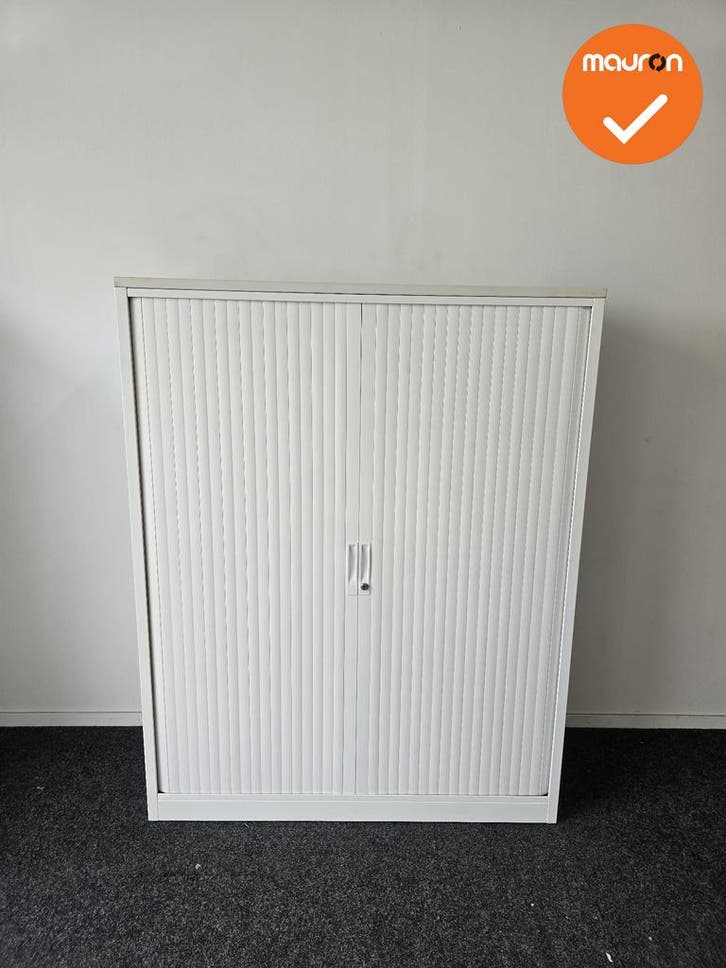 TDS Roldeurkast - 153x120x45cm - Wit met witte kunststof deu, Zakelijke goederen, Kantoor en Winkelinrichting | Kantoormeubilair en Inrichting
